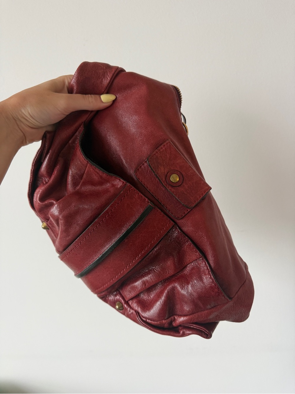 Authentic Vintage Chloe Red Leather Hobo Bag with Braided Handle - Picture 4 of 8